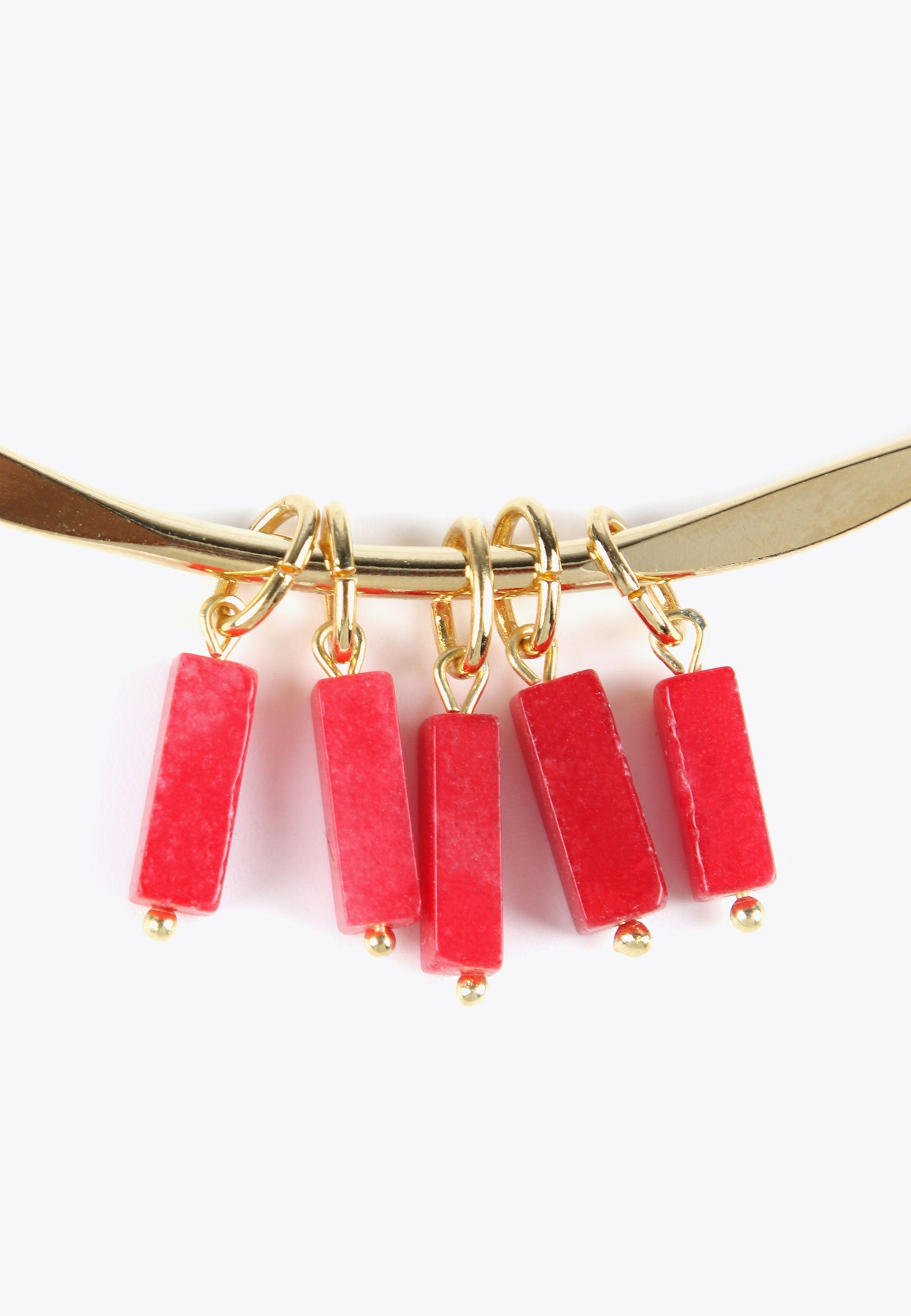 MS2403014-Coral-Rigid choker necklace with natural stones