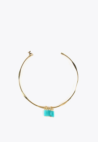 MS2403014-Turquoise-Rigid choker necklace with natural stones