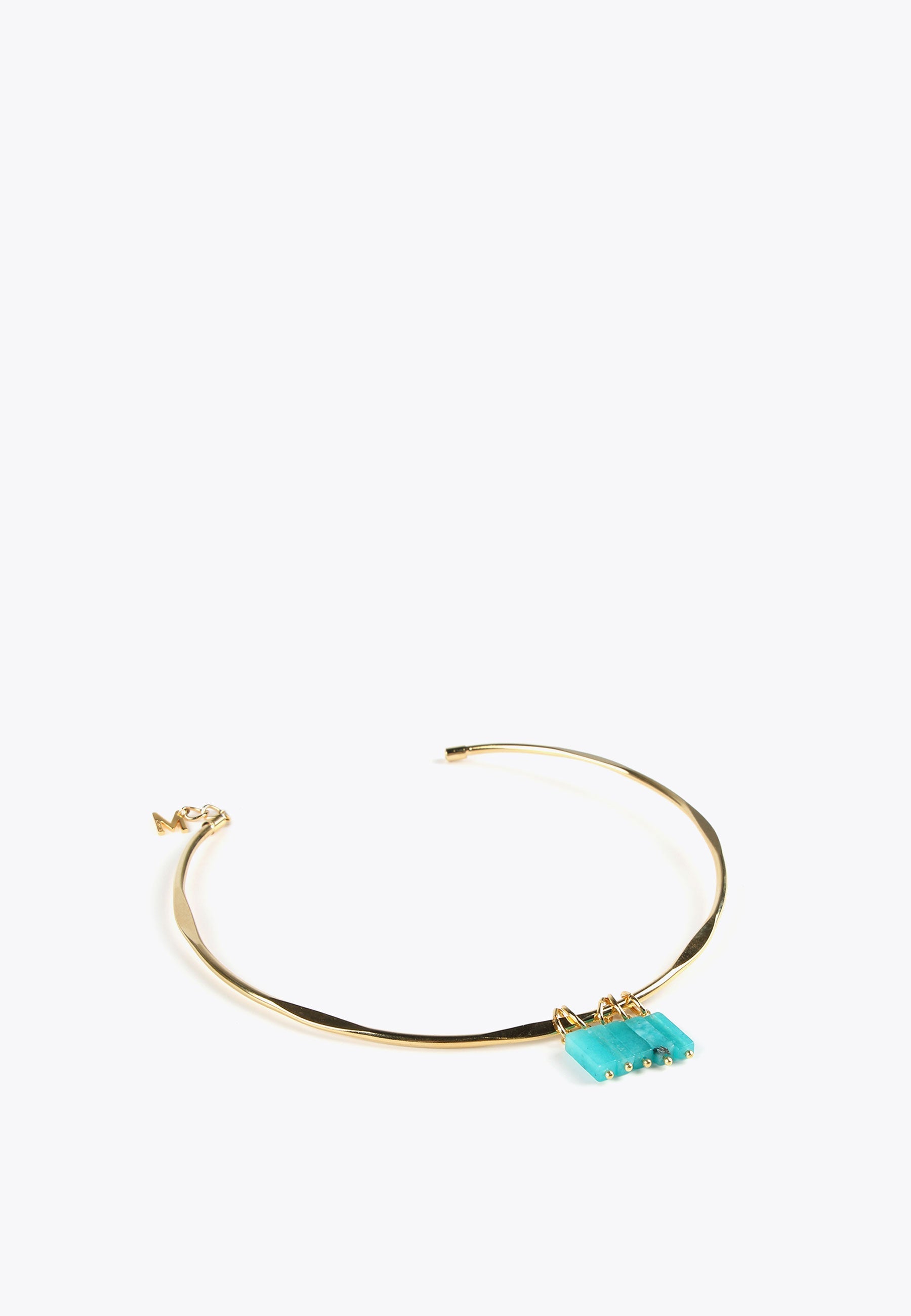 MS2403014-Turquoise-Rigid choker necklace with natural stones