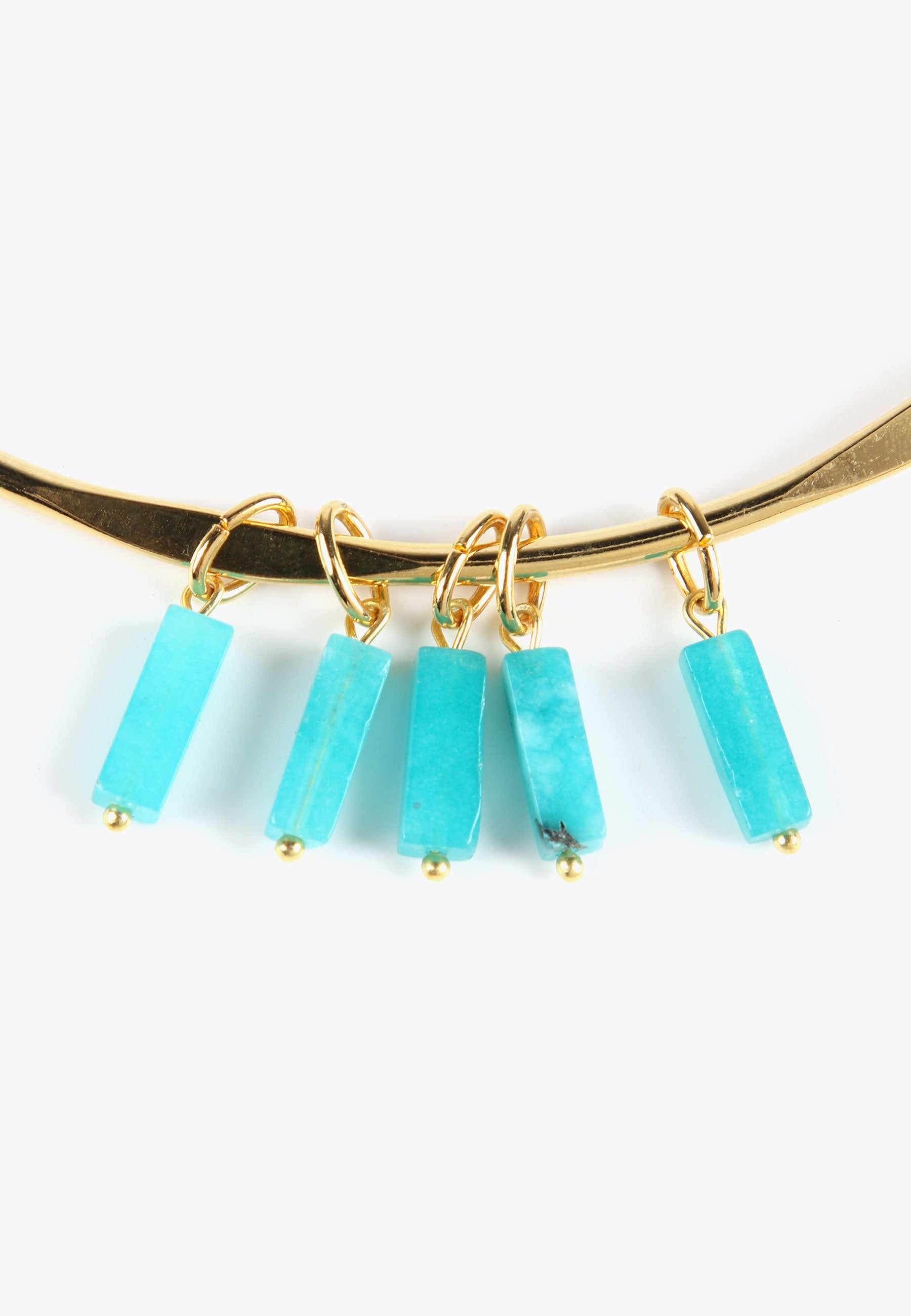 MS2403014-Turquoise-Rigid choker necklace with natural stones