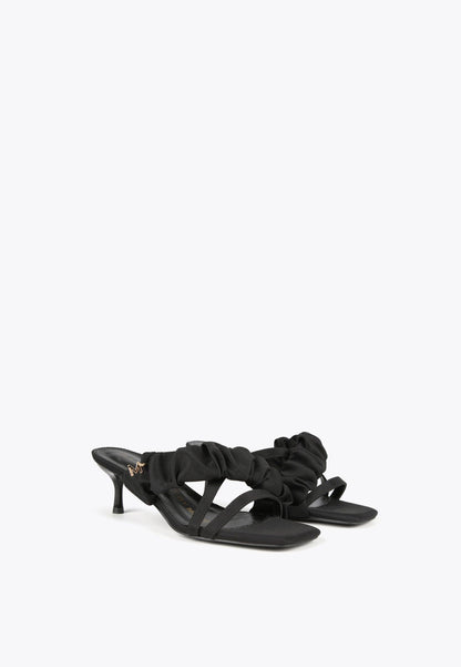 MS2405009-Black-Heeled sandals with gathering