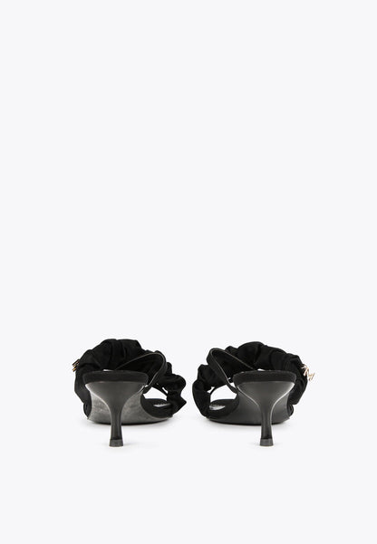 MS2405009-Black-Heeled sandals with gathering