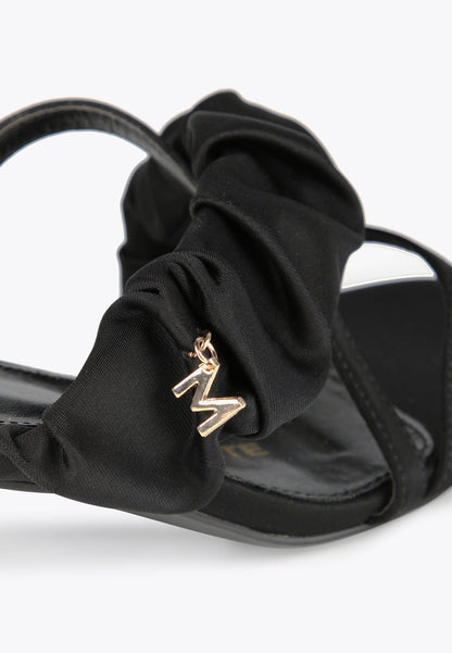 MS2405009-Black-Heeled sandals with gathering