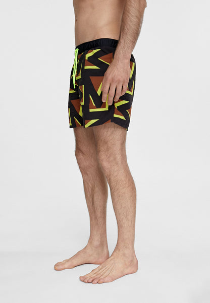MS2410013-Black-Green-Men's multi logo swimsuit