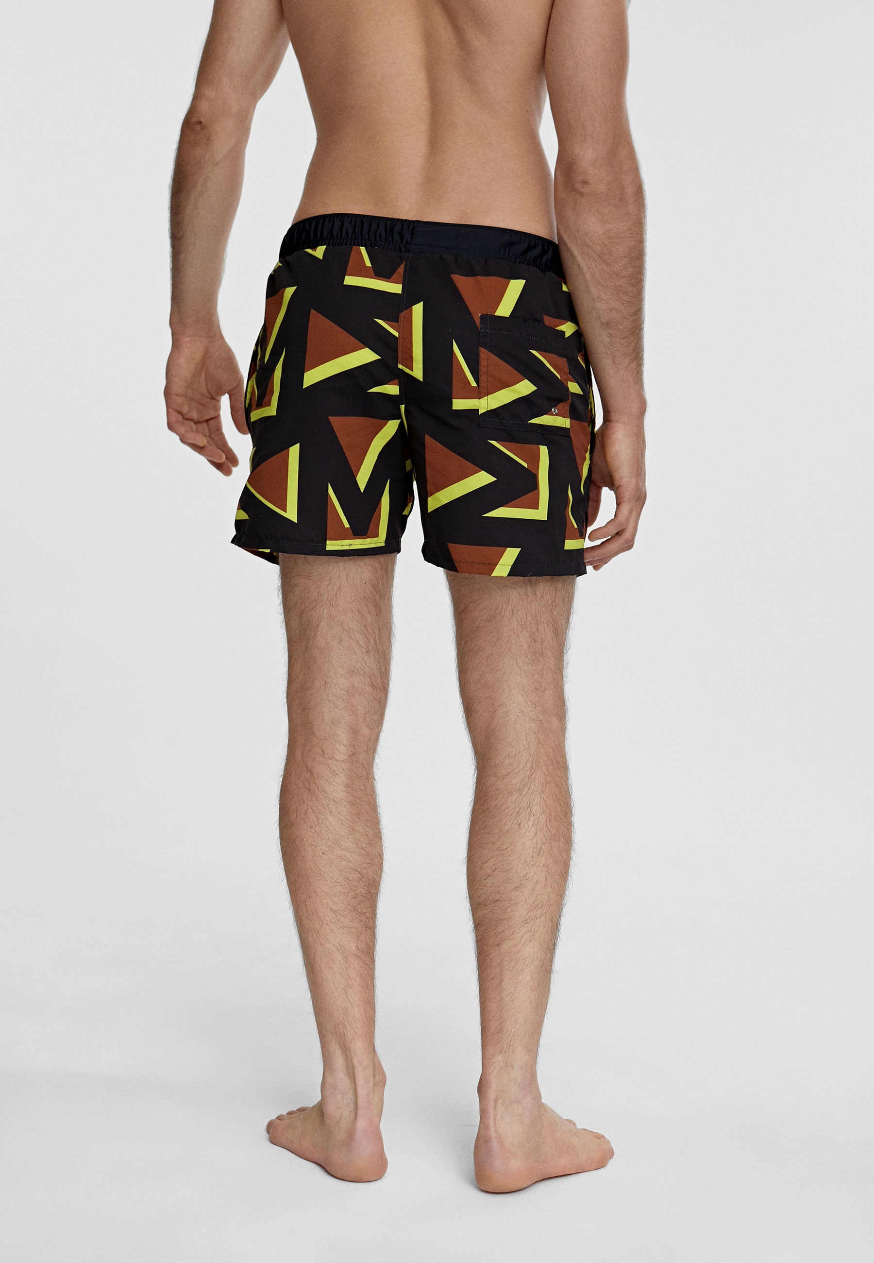 MS2410013-Black-Green-Men's multi logo swimsuit