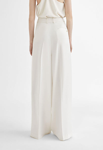 MS2414002-Ecru-Flowing darted trousers