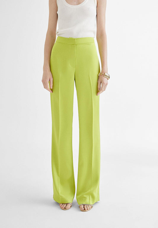 MS2414003-Lime-Straight flowing trousers