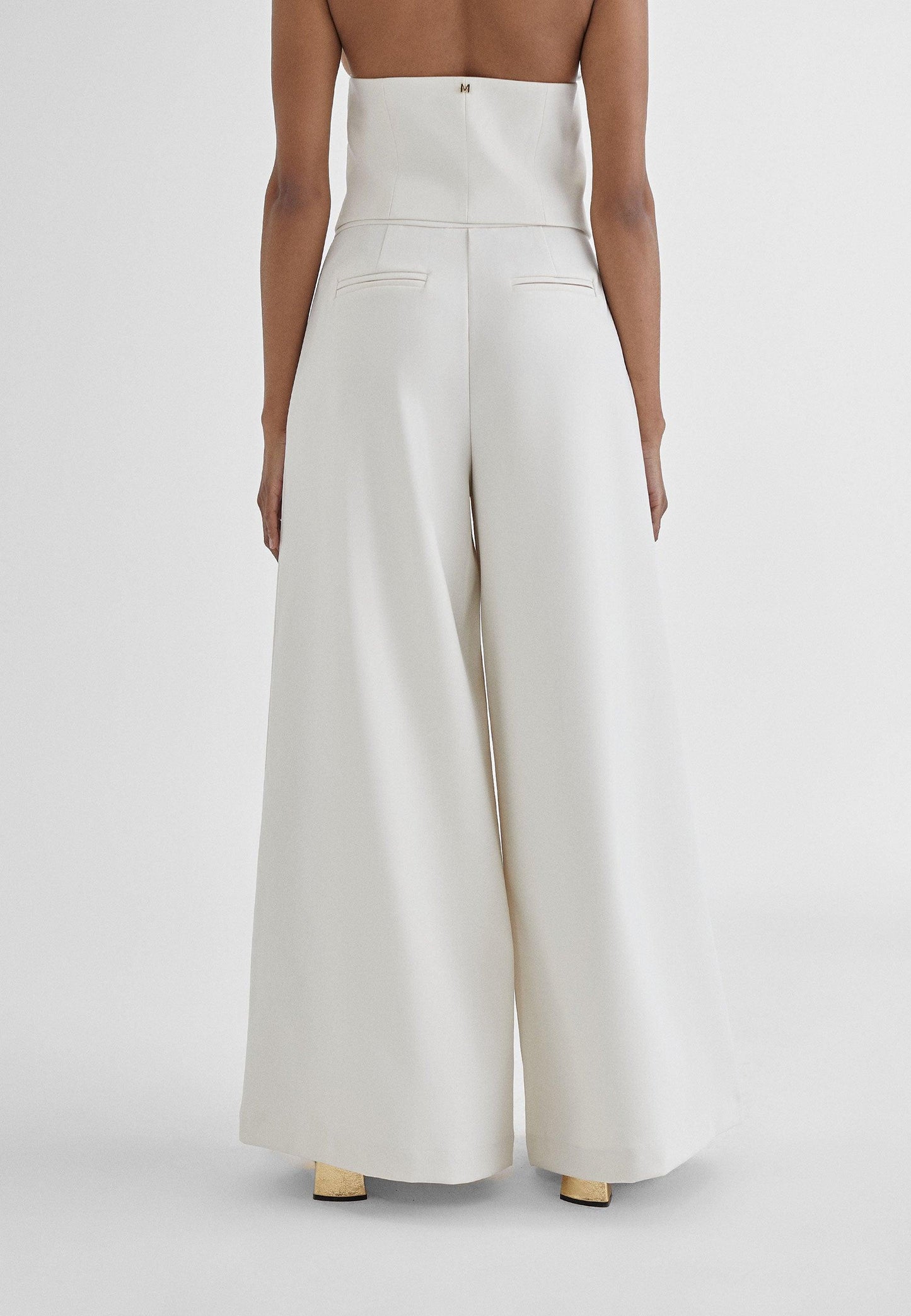 MS2414007-Ecru-Wide pleated trousers