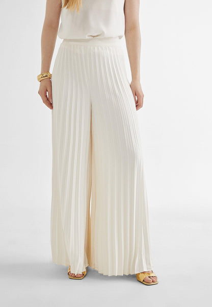 MS2414008-Ecru-Wide pleated trousers