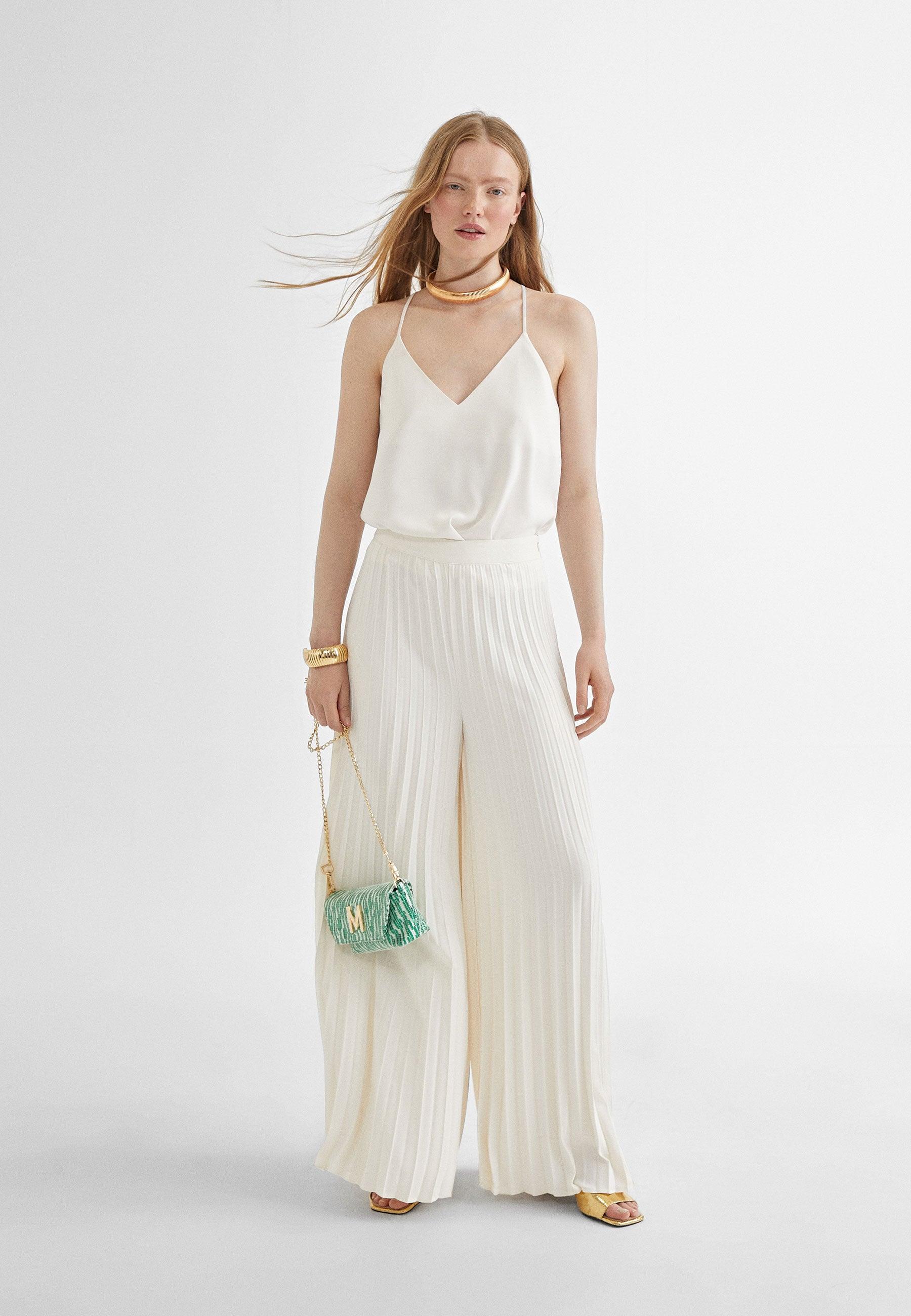 MS2414008-Ecru-Wide pleated trousers