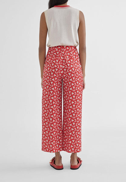 MS2414009-Red-Monogrammed cropped trousers