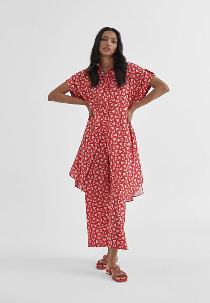 MS2414009-Red-Monogrammed cropped trousers