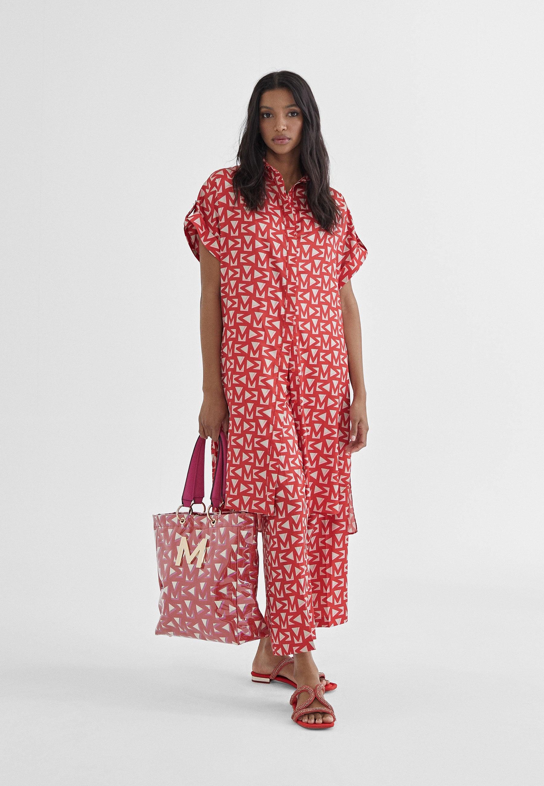 MS2414009-Red-Monogrammed cropped trousers