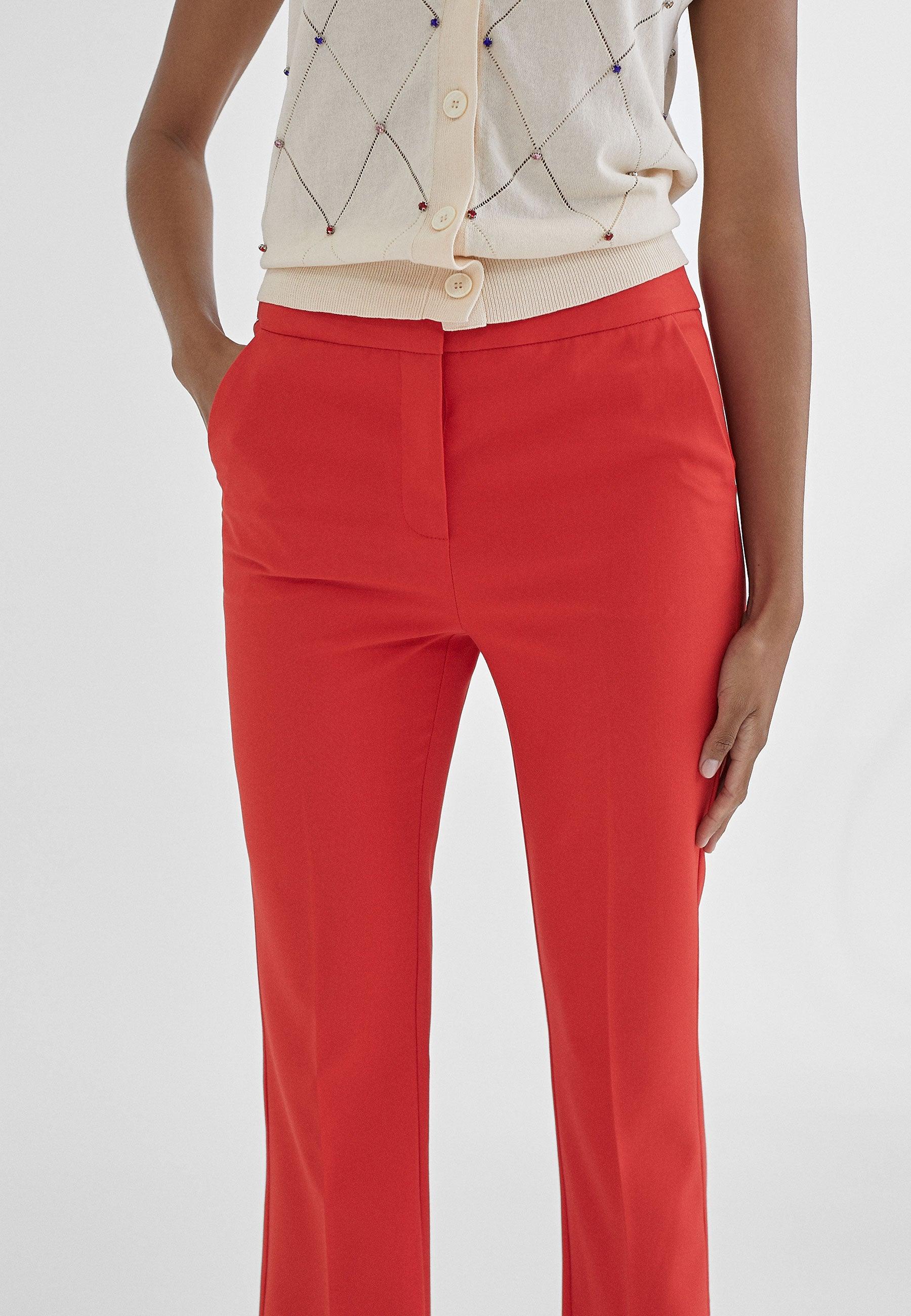 MS2414012-Red-Fitted flared trousers