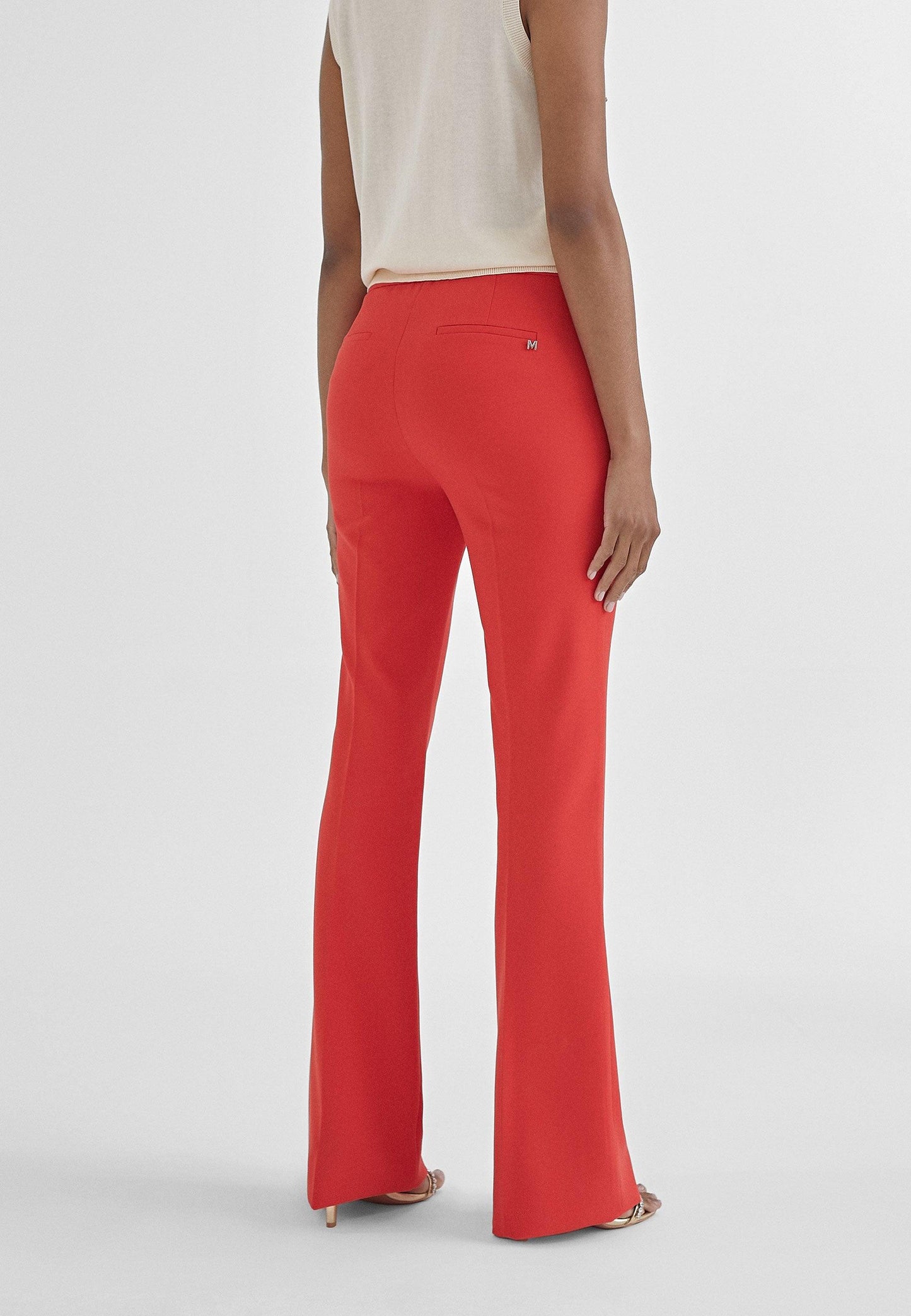 MS2414012-Red-Fitted flared trousers