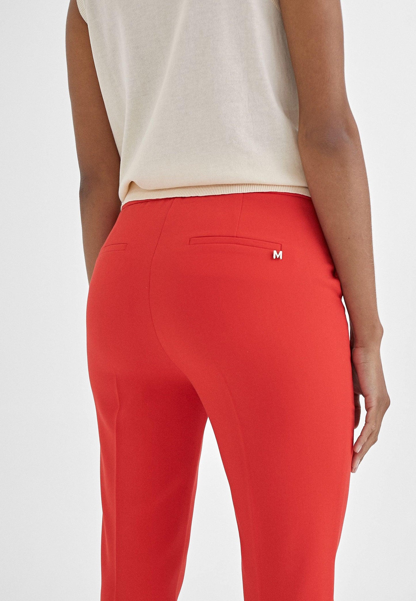 MS2414012-Red-Fitted flared trousers