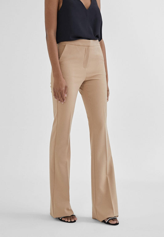 MS2414012-Beige-Fitted flared trousers