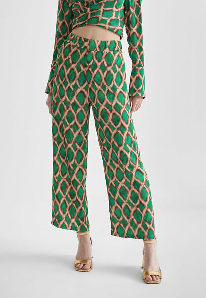 MS2414025-Green-Brown-Printed culottes