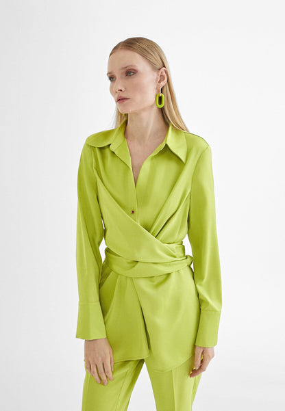 MS2415015-Lime-Knotted shirt
