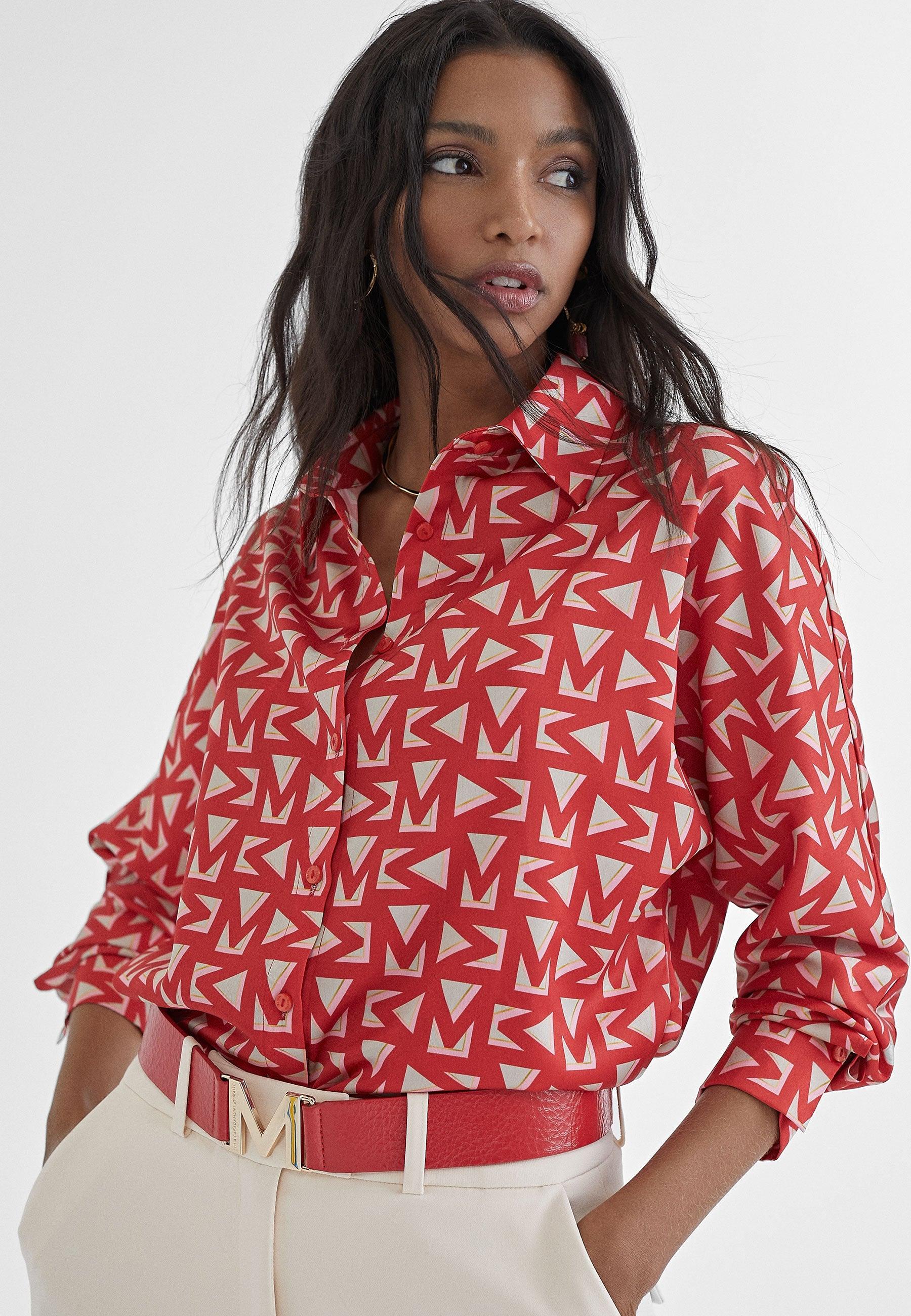 MS2415021-Red-Logo printed shirt