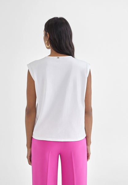 MS2415028-White-T-shirt with rhinestone neckline