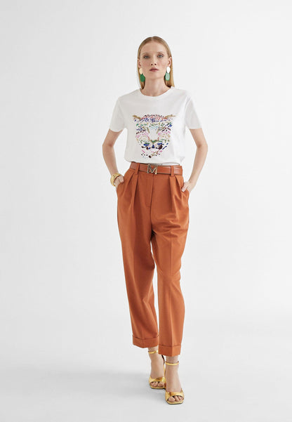 MS2415029-White-Pink-Tiger embroidery T-shirt