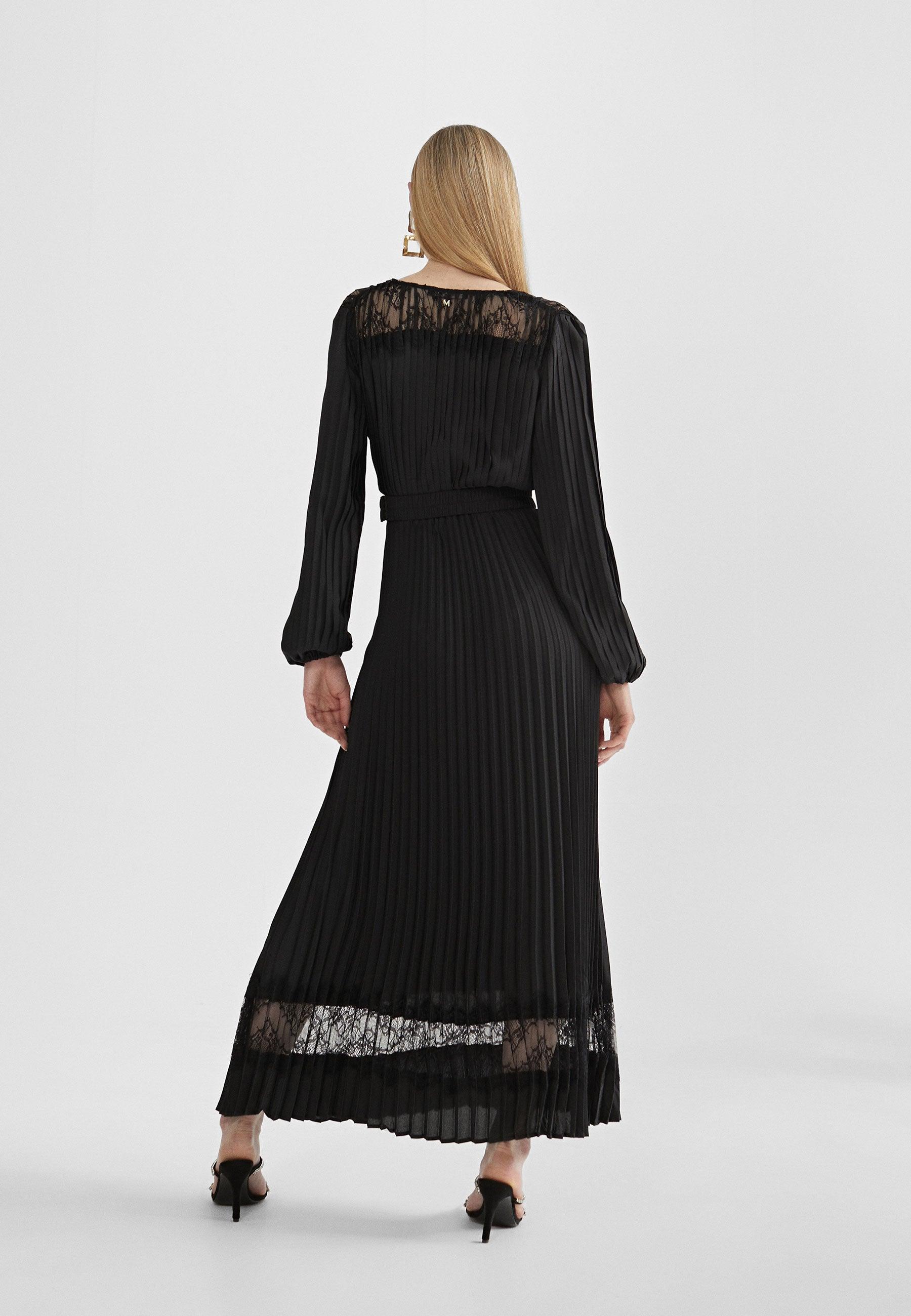 MS2416006-Black-Long pleated dress