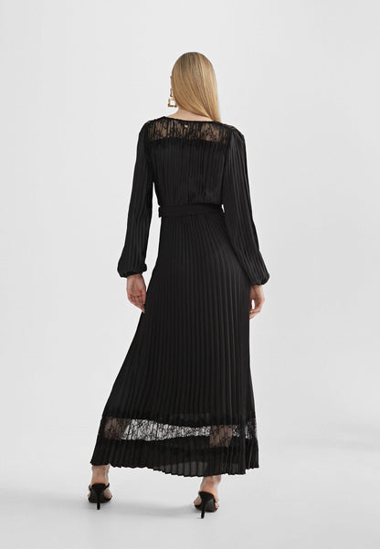 MS2416006-Black-Long pleated dress