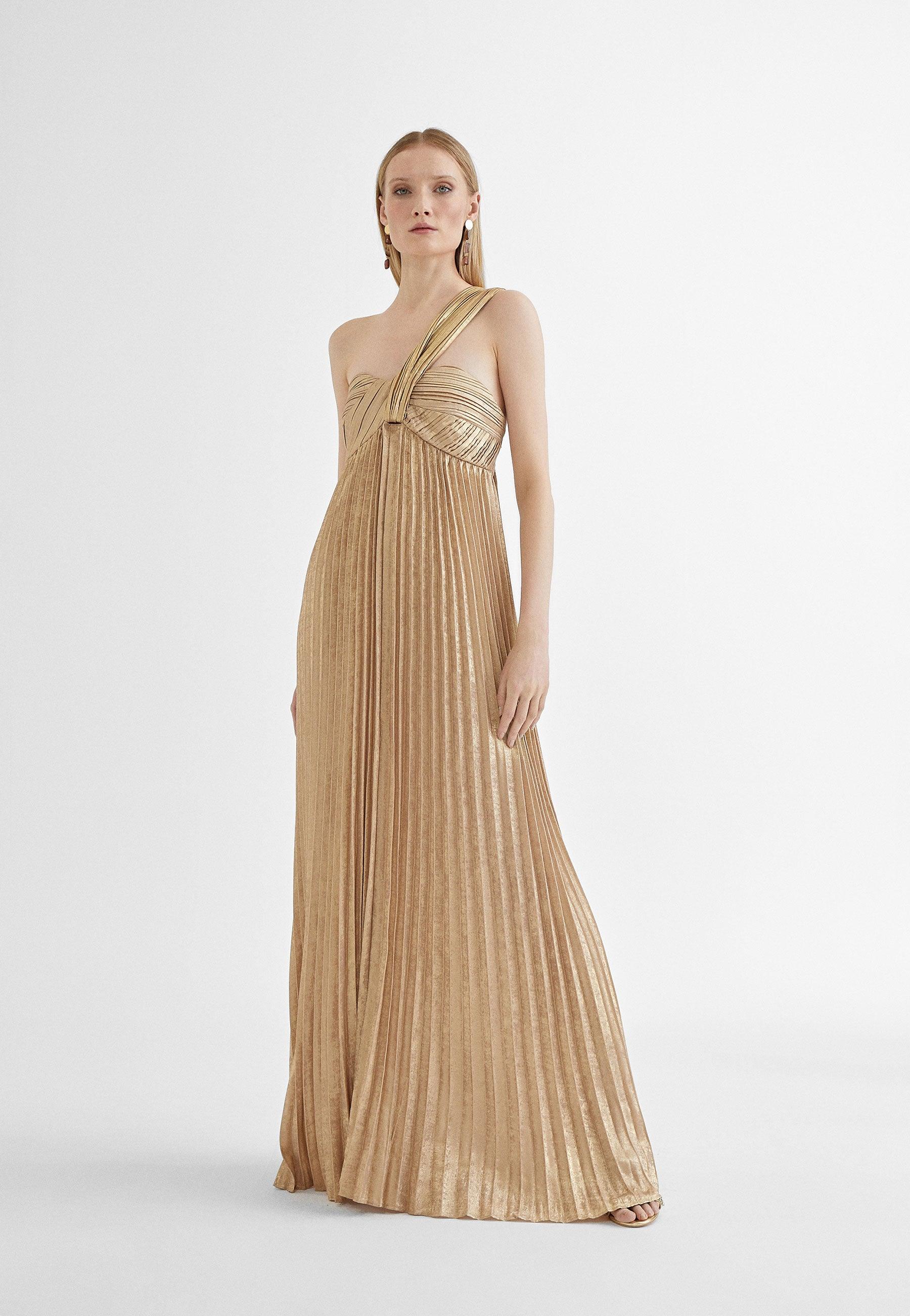 MS2416016-Gold-Long asymmetric dress