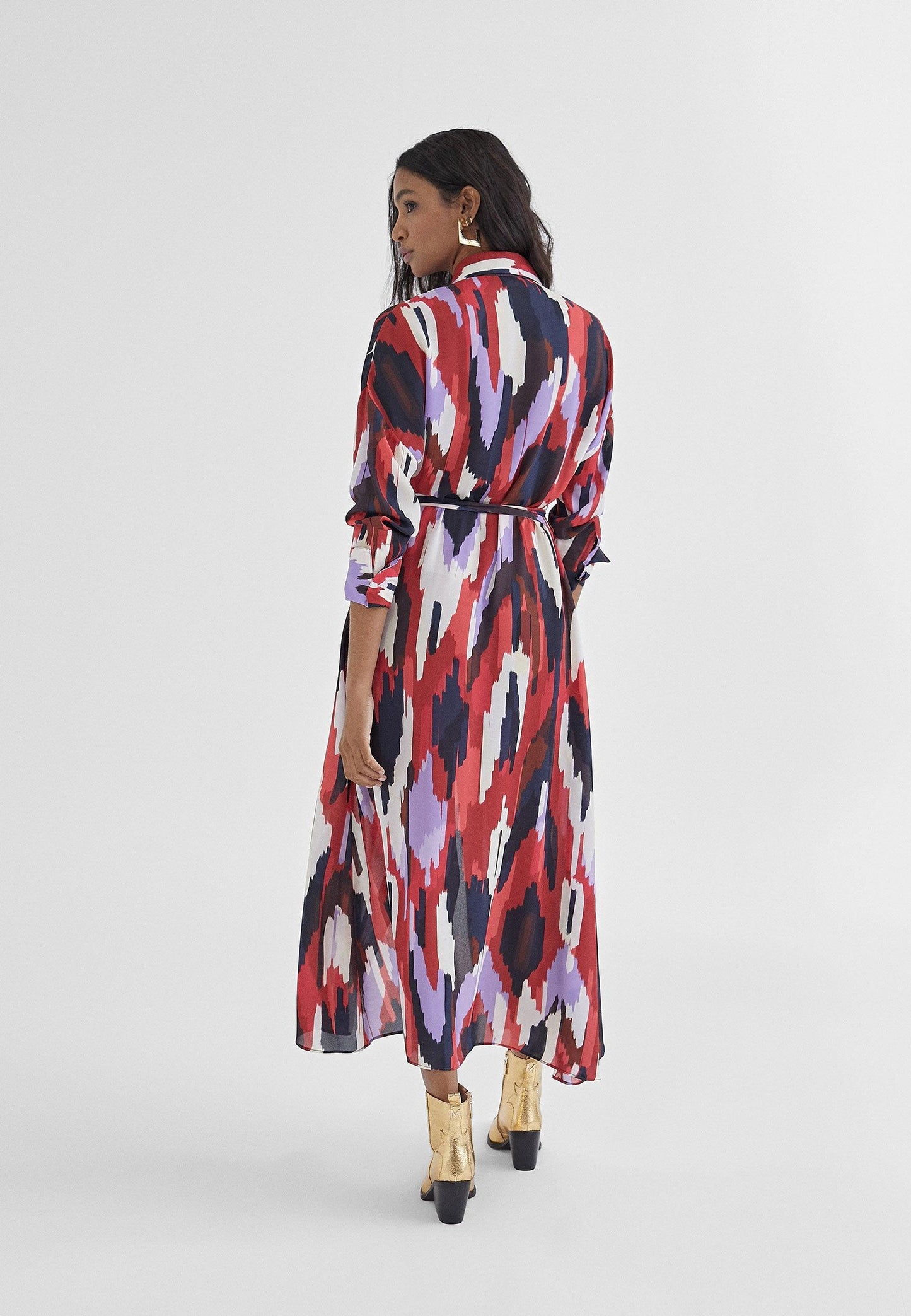 MS2416028-Lilac-Red-Printed shirt dress