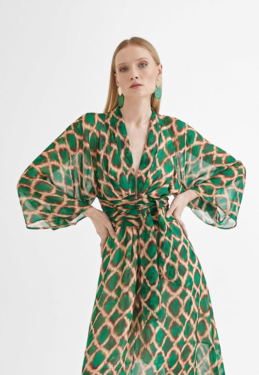 MS2416037-Green-Long flowing printed dress