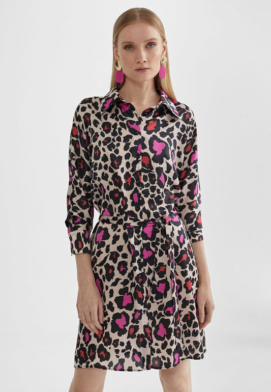 MS2416040-Red-Pink-Short animal print dress