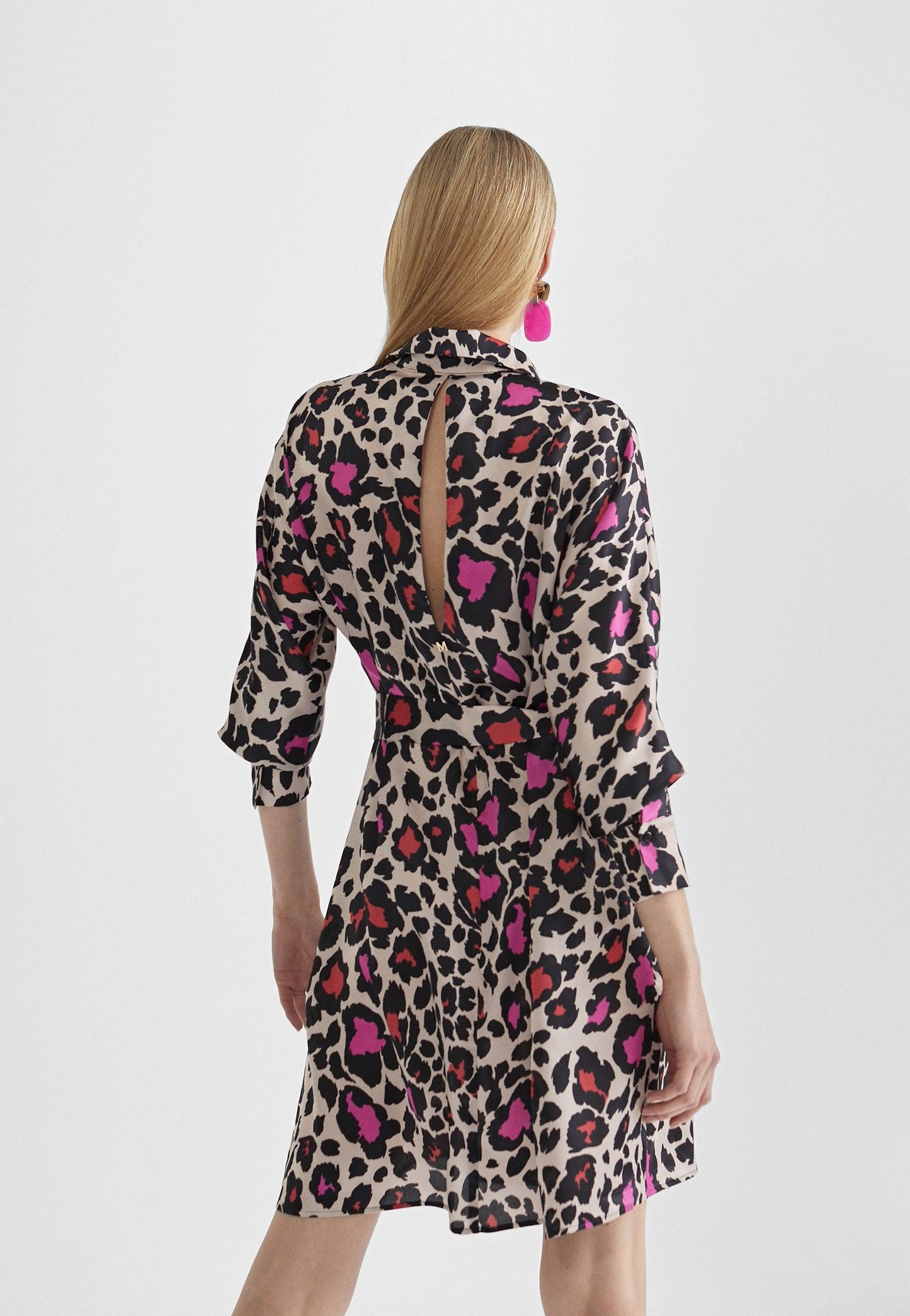 MS2416040-Red-Pink-Short animal print dress