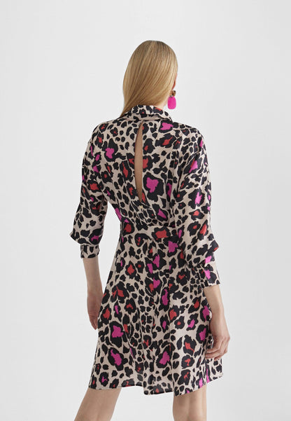 MS2416040-Red-Pink-Short animal print dress