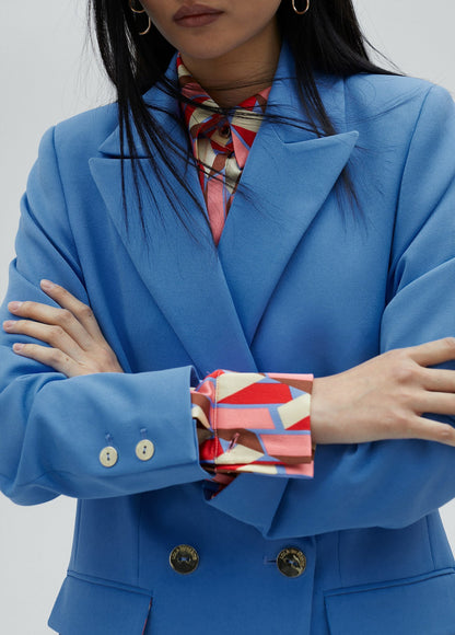 Blue double-breasted blazer