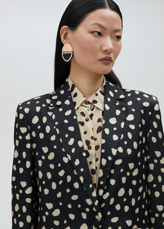 Blazer with irregular polka dots