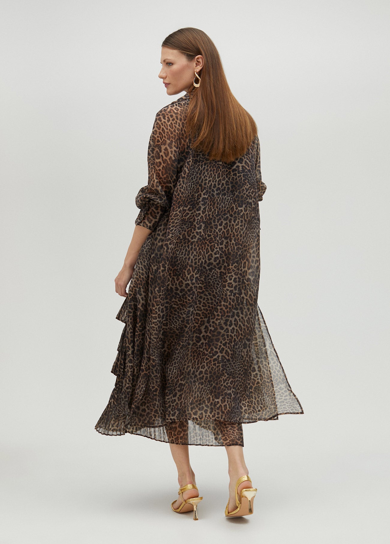 Animal print organza trench coat