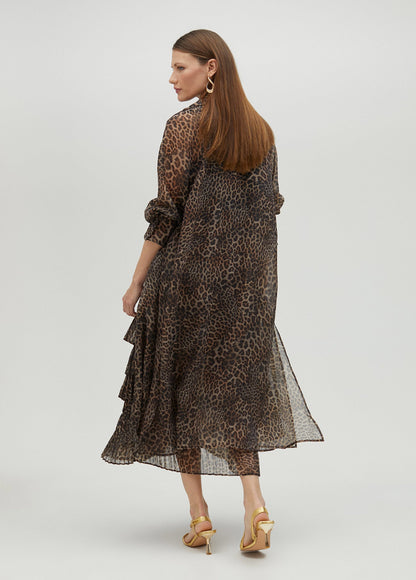 Animal print organza trench coat