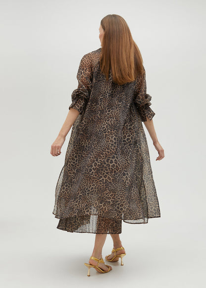 Animal print organza trench coat