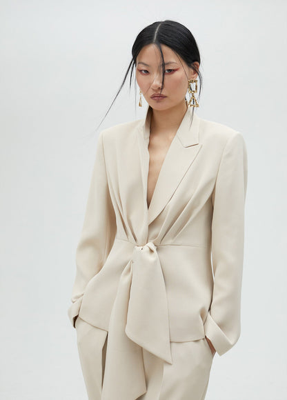 ms2502021-001-cropped blazer with knot detail-ecru