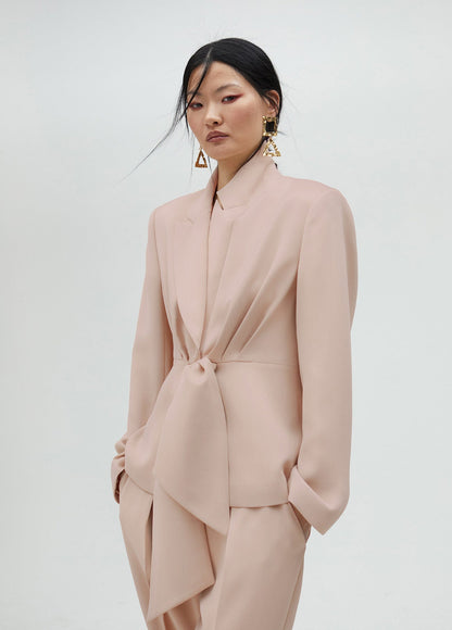 ms2502021-028-cropped blazer with knot detail-nude pink