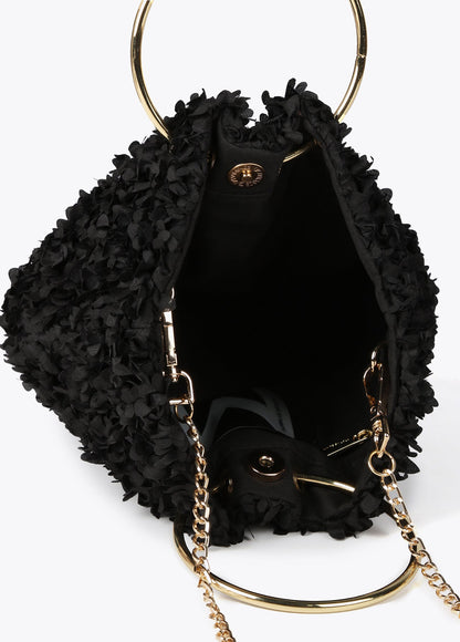 Mini floral fabric bag with metal handles