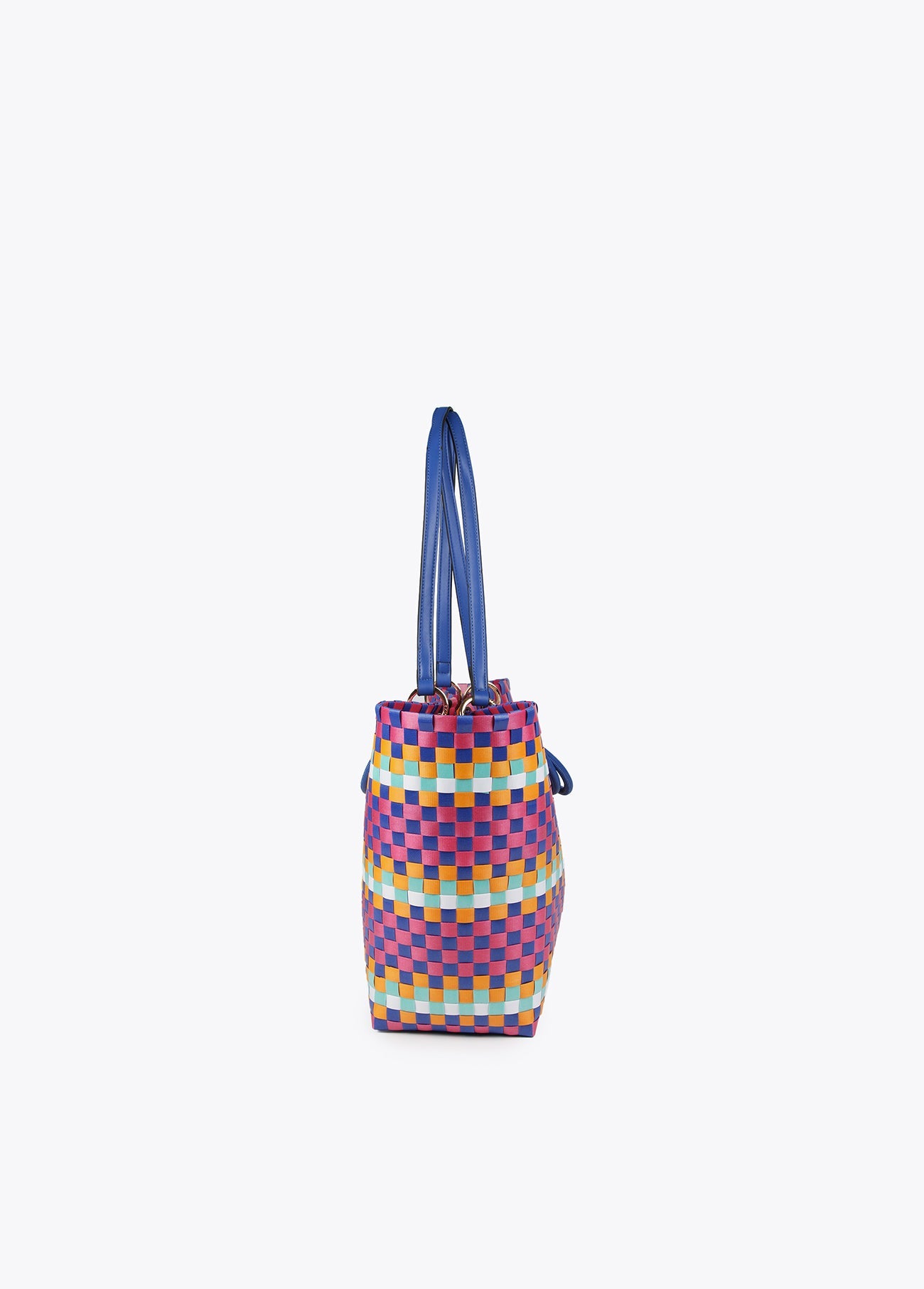 Large multicoloured woven tote bag