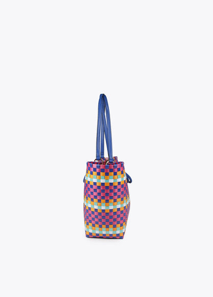 Large multicoloured woven tote bag