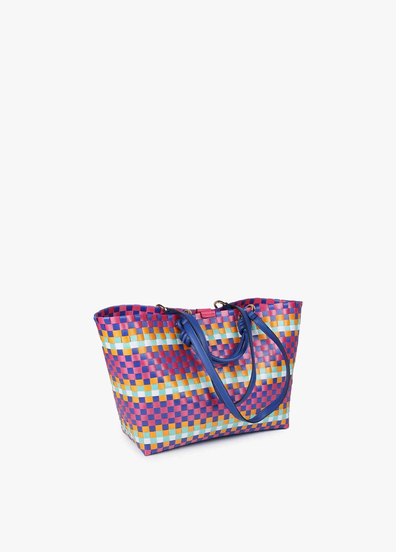 Large multicoloured woven tote bag