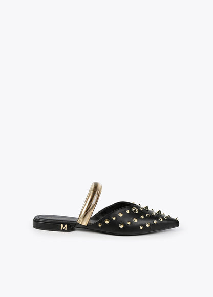 Mules with strap and metal embellishments