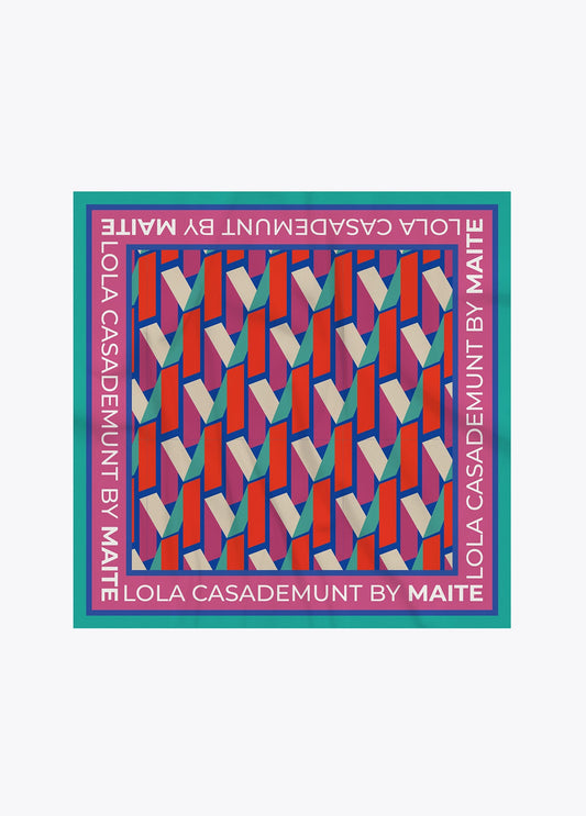 Geometric print satin scarf