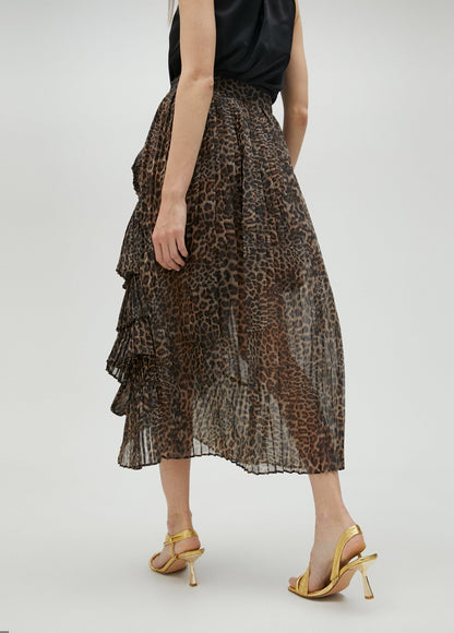 Pleated skirt with ruffles