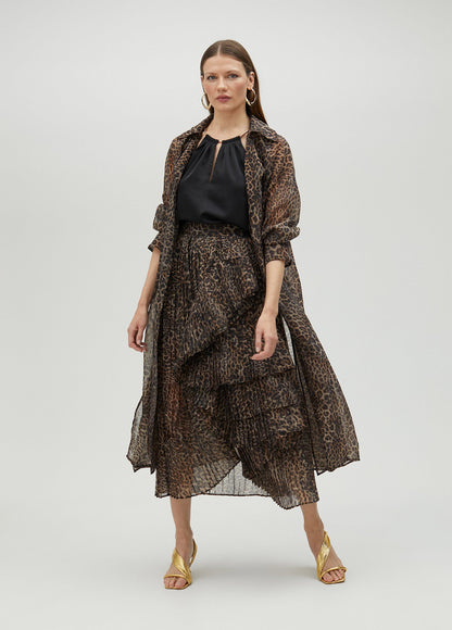 Pleated skirt with ruffles