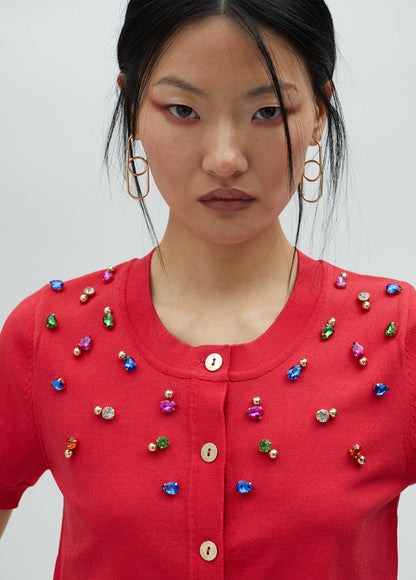 Cardigan with rhinestones